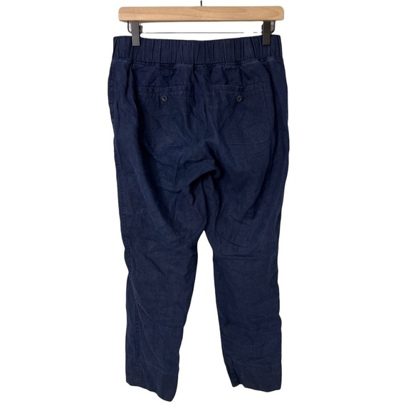 Athleta Linen Ankle Pants Tapered Leg Navy Blue Size 2 Pull On - Picture 4 of 9
